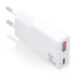 Aisens Cargador GaN Ultra Delgado 30W - 1xUSB-C PD3.0 QC4.0 - 1xUSB-A QC3.0 - Color Blanco - Imagen 2