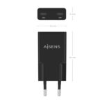 Aisens Cargador GaN Ultra Delgado 30W - 2xUSB-C PD3.0 QC4.0 - Color Negro - Imagen 5