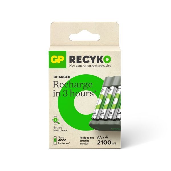 305362_1 GP ReCyko Pack de Cargador USB + 4 Pilas Recargables 2100mAh AA - Imagen 1