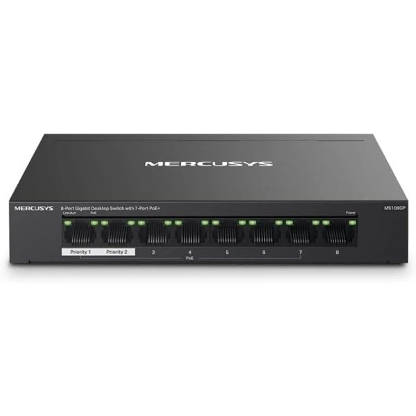 306012_1 Mercusys Switch 8 Puertos Gigabit RJ45 10/100/1000Mbps - 7 Puertos PoE - Diseño Compacto - Plug & Play - Carcasa de Metal - Imagen 1