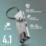 NGS Wonder Dock Supra 4 en 1 Hub USB-C - 1x USB 3.0, 1x USB-C PD 100W, 1x HDMI, 1x RJ45 - Admite Resoluciones Maximas de 4K a 30 Hz - Velocidad LAN de 1 Gbps - Imagen 5