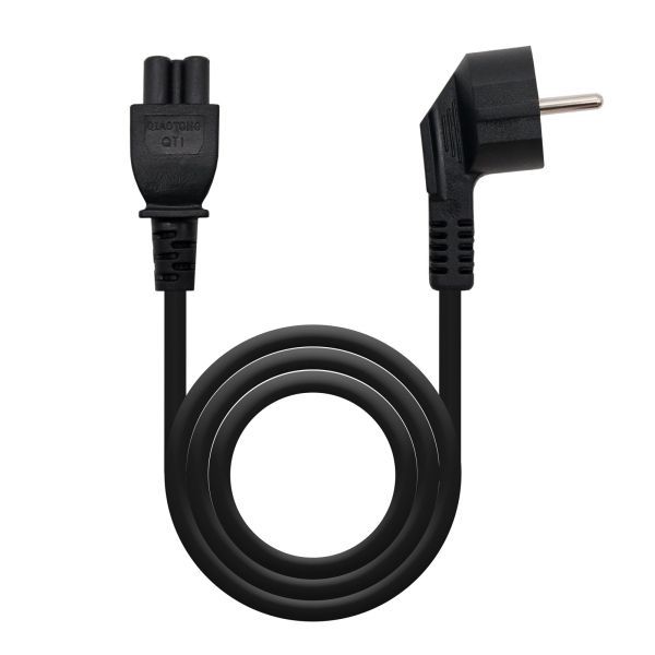 306558_1 Nanocable Cable de Alimentacion CEE7 Acodado Macho a M-C5 Hembra Trebol 2m - Color Negro - Imagen 1