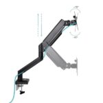 Tooq Soporte de Mesa con Brazo Articulado para Monitor de 13"-34" - Giratorio e Inclinable - Gestion de Cables - Peso Max 10kg - VESA 100x100mm - Color Negro - Imagen 2