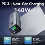 Vention Bateria Powerbank 27000mAh 140W USB (USB-C+C+A+A) - Pantalla LED - Color Gris - Imagen 4