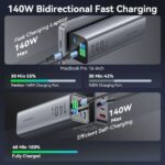 Vention Bateria Powerbank 27000mAh 140W USB (USB-C+C+A+A) - Pantalla LED - Color Gris - Imagen 5
