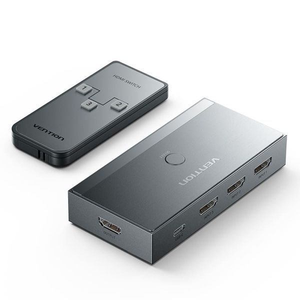 306883_1 Vention Switch/Splitter HDMI 2.1 - 3x HDMI 2.1 Hembra 8K - USB-C - Color Gris - Imagen 1