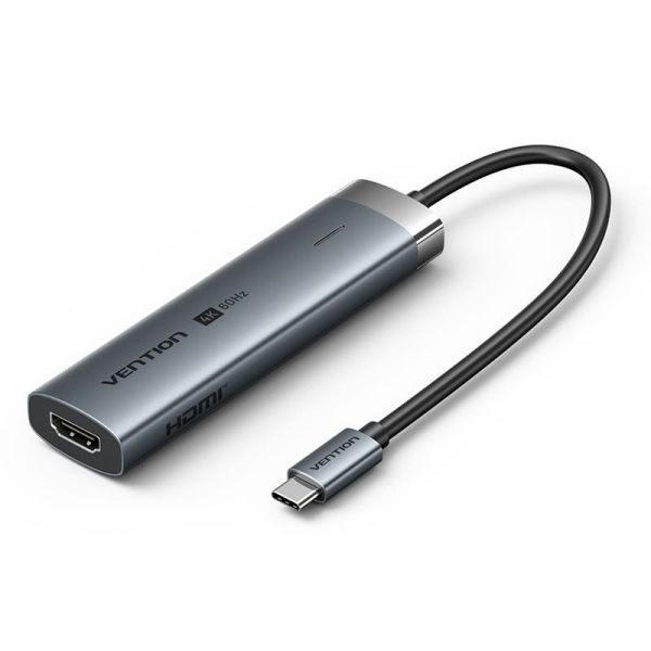 307048_1 Vention Docking Station 6 en 1 USB-C a HDMI/3xUSB3.0/USB-C 3.2 G1/PD 100W - 0.15m - Color Gris - Imagen 1