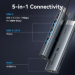 Vention Docking Station 6 en 1 USB-C a HDMI/3xUSB3.0/USB-C 3.2 G1/PD 100W - 0.15m - Color Gris - Imagen 3