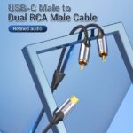 Vention Cable USB-C a 2xRCA Macho - 1m - Trenzado - Color Gris - Imagen 3