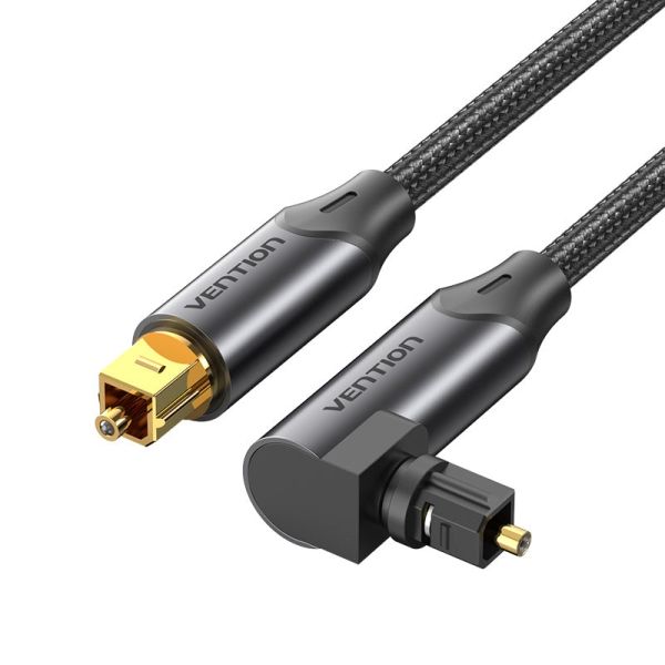 307148_1 Vention Cable de Audio de Fibra Optica - 2m - Acodado - Trenzado - Color Negro - Imagen 1