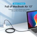 Vention Cable USB-C 2.0 a USB-C 2.0 3A 60W - 1m - Trenzado - Color Gris - Imagen 3