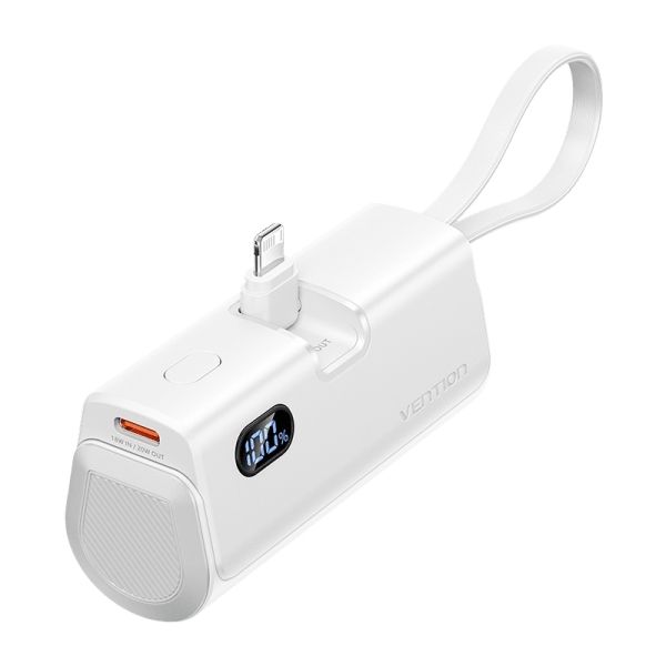 307448_1 Vention PowerBank 4800mAh - Lightning - Carga Rapida 22.5W - Conector Plegable - Color Blanco - Imagen 1