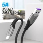 Vention Cable USB-A 2.0 a USB-C 2.0 5A 100W - 1m - Trenzado - Color Gris - Imagen 2