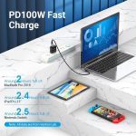 Vention Cable USB-C 2.0 a USB-C 2.0 5A 100W - 0.5m - Trenzado - Acodado - Color Gris - Imagen 4