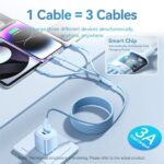 Vention Cable USB-A 2.0 a USB-C, Lightning, Micro-B 6A - 1.5m - Trenzado - Color Rosa - Imagen 3