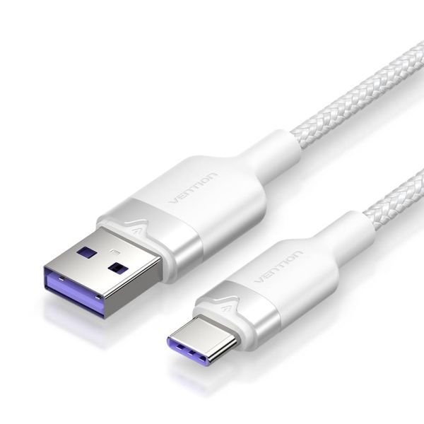 307718_1 Vention Cable USB-C 2.0 a USB-A 6A 100W - 1m - Trenzado - Color Blanco - Imagen 1