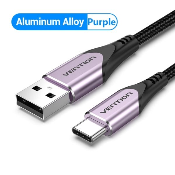 307818_1 Vention Cable USB-C 2.0 a USB-A 3A 60W - 2m - Trenzado - Color Violeta - Imagen 1