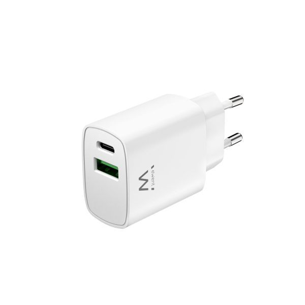 307833_1 Ewent Cargador de Pared USB-C/PD + USB-A/QC 20W - Color Blanco - Imagen 1