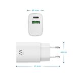 Ewent Cargador de Pared USB-C/PD + USB-A/QC 20W - Color Blanco - Imagen 2