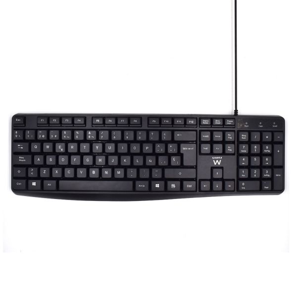 307953_1 Ewent Teclado con Cable de Oficina - 104 Teclas - Cable USB-A de 1.35m - Color Negro - Imagen 1