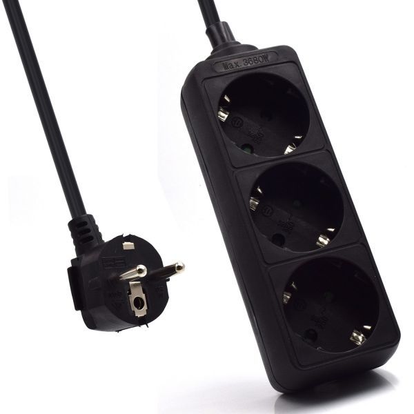 307973_1 Ewent Regleta de Energia 3 Enchufes - 16A Enchufe Schuko - Color Negro - Imagen 1
