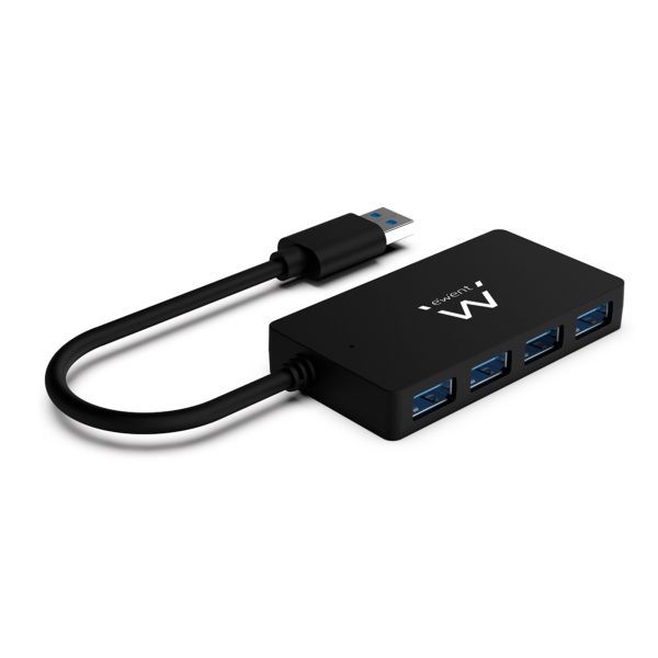 307983_1 Ewent Hub USB3.2 Gen 1 USB-A de 4 Puertos - Alimentado por USB - Color Negro - Imagen 1