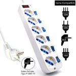 Ewent Regleta de Energia - 6 enchufes - Version Schuko - 16A con Interruptor de Encendido/Apagado en cada Puerto - Protector contra Sobretensiones - Cable de 5m - Color Blanco - Imagen 2