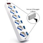 Ewent Regleta de Energia - 6 enchufes - Version Schuko - 16A con Interruptor de Encendido/Apagado en cada Puerto - Protector contra Sobretensiones - Cable de 5m - Color Blanco - Imagen 5