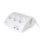 Ewent Regleta de Energia - 5 enchufes - Version Schuko - 16A -  2 Puertos USB - Cable de 1.5m - Color Blanco - Imagen 2