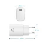 Ewent EW1320 Cargador USB-C 20 W - Carga Rapida - alta Eficencia - Color Blanco - Imagen 2