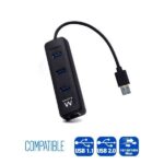 Ewent EW1140 Hub 3Puertos USB3.2 - Puerto de Red Gigabit - Color Negro - Imagen 3