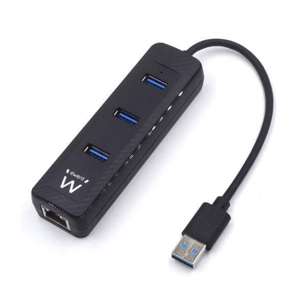 308248_5 Ewent EW1140 Hub 3Puertos USB3.2 - Puerto de Red Gigabit - Color Negro - Imagen 1