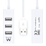 Ewent EW1122 Mini-Hub 4 Puertos USB 2.0 - Cable 12cm - Color Blanco - Imagen 4