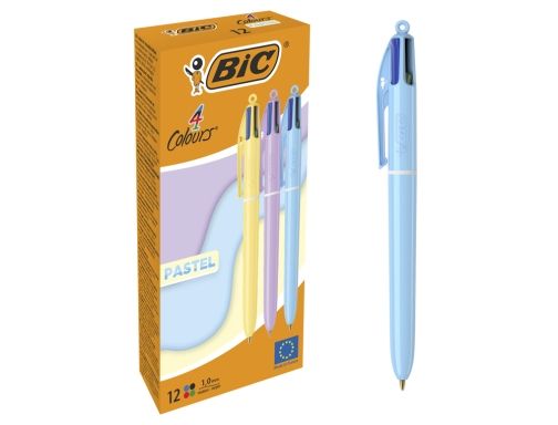 308953_1 Bic 4 Colours Pastel Boligrafo de Bola Retractil - Punta Media de 1.0mm - Tinta con Base de Aceite - Cuerpo en Colores Pastel - 4 Colores - Imagen 1