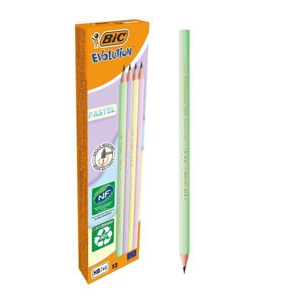 309108_1 Bic Evolution Pastel Lapiz de Grafito Hexagonal - Mina HB Ultrarresistente - Sin Madera - No se Astilla - Colores Pastel - Imagen 1