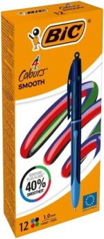 Bic 4 Colours Smooth Drop Boligrafo de Bola Retractil - Punta Media de 1.0mm - Escritura un 40% mas Suave - 4 Colores - Imagen 2