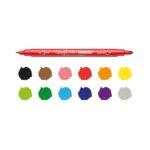 Carioca Birello Pack de 12 Rotuladores - Doble Punta Fina y Media - Tinta Superlavable No Toxica - Lavable de la Piel y Tejidos con Agua y sin Jabon - Color Varios - Imagen 3