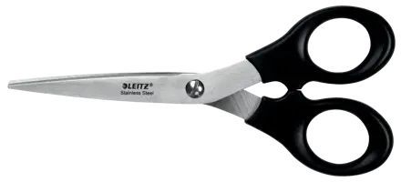 310738_1 Leitz Tijeras de Acero Inoxidable 16.5cm - Ideales para Casa, Colegio, Oficina - Color Negro - Imagen 1
