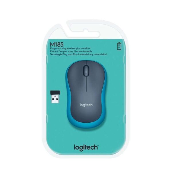 Logitech M185 Raton Inalambrico 1000dpi - 3 Botones - Uso Ambidiestro - Color Negro/Azul - Imagen 4
