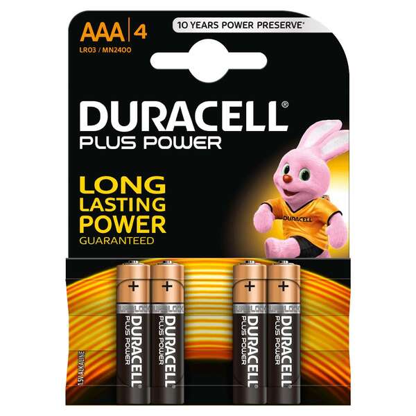 85312_1 Duracell MN2400B4 Pilas Alcalinas AAA LR03 1.5V Plus Power (4 unidades) - Imagen 1