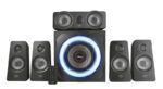 Trust Gaming GXT 658 Tytan Set de Altavoces 5.1 180W - Subwoofer de Madera - Iluminacion LED Azul - Bajos Profundos - Mando a Distancia - Color Negro - Imagen 2