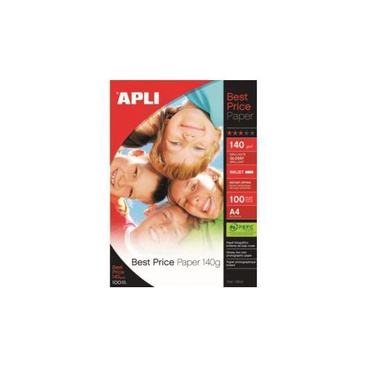 DSG-40301275-1 Papel fotografico Apli glossy din a4 pack 100 hojas de 140 grs. - Imagen 1