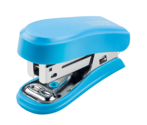 Mini Grapadora Compacta - Hasta 12 Hojas - Grapado Cerrado y Abierto - Incluye 320 Grapas - Color Azul