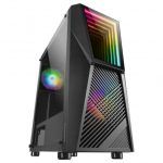 Caja Semitorre MC777 Infinity Mirror ATX, Micro ATX, Mini-ITX - Lateral Cristal Templado - Iluminación ARGB - Tamaño HDD 2.5", 3.5" - USB-A 3.0, USB-A 2.0 y Audio - 2 Ventiladores 120mm FRGB - Soporta Refrigeración Líquida