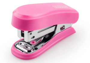 Mini Grapadora Compacta - Hasta 12 Hojas - Grapado Cerrado y Abierto - Incluye 320 Grapas - Color Rosa